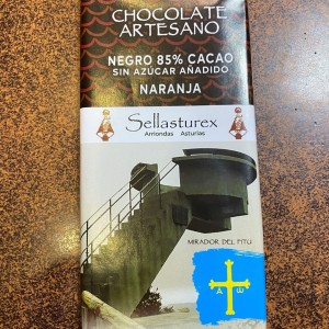 Chocolate artesano negro 85% naranja (cacao sin azúcar...