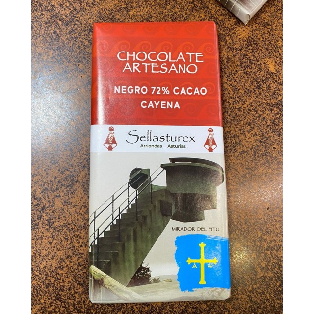 Chocolate artesano negro 72% cacao de cayena